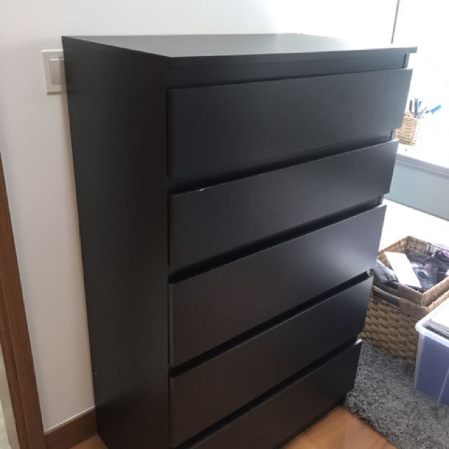 Ikea Kullen Black Chest Of 5 Drawers Furniture Shelves Drawers