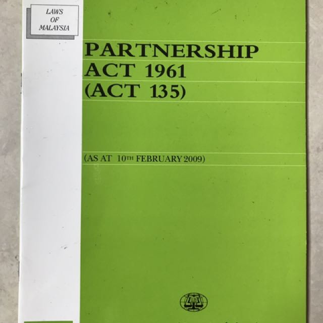 Laws Of Malaysia Partnership Act 1961 Textbooks On Carousell