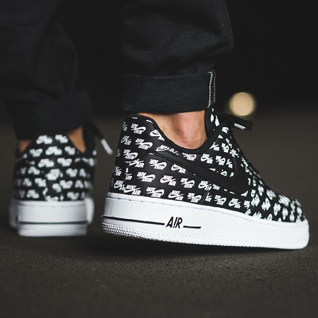 nike air force 1 low all over logo black