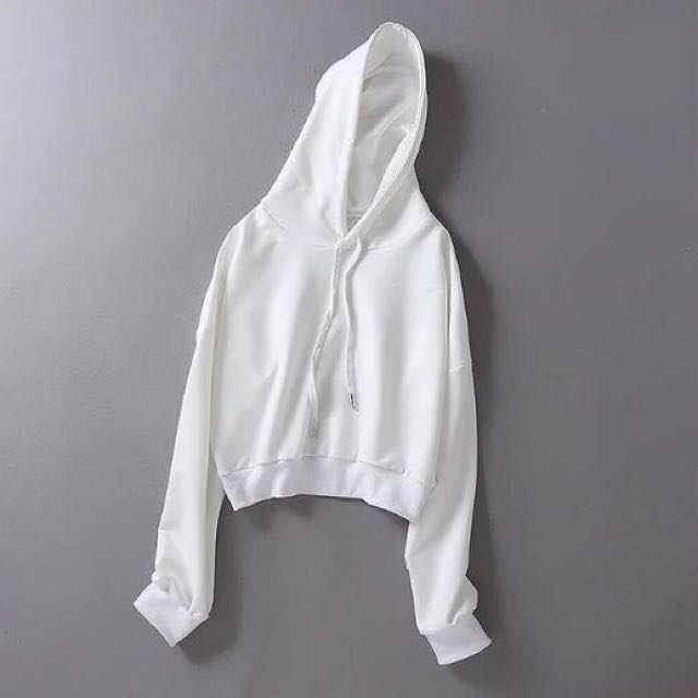 white cropped hoodie women's