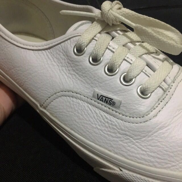 vans authentic leather white mono