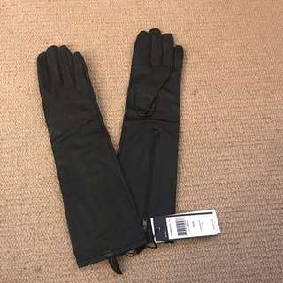 BCBG black leather gloves