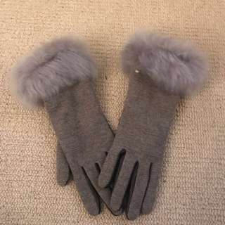 UGG knitted/leather gloves