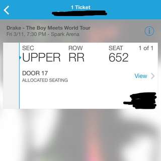 DRAKE - The boy meets world tour -1X Ticket