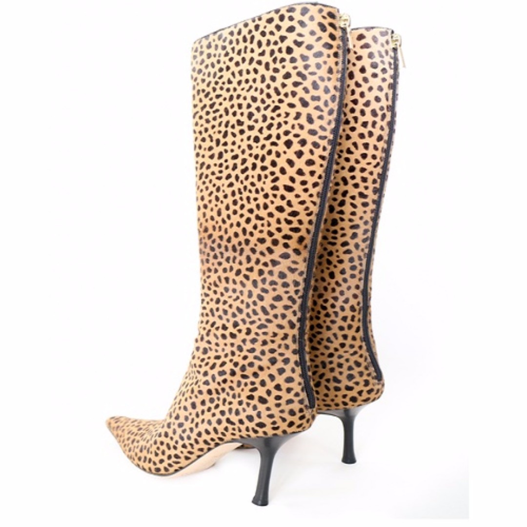 leopard skin knee high boots