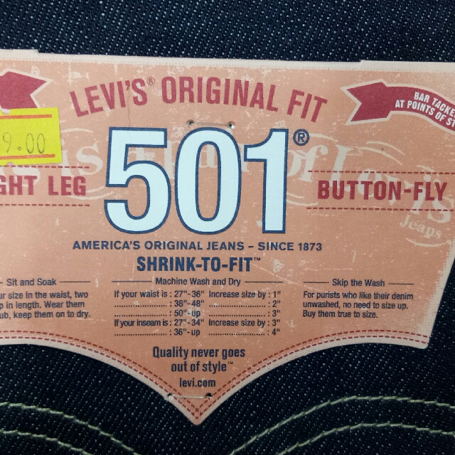 501 shrink outlet to fit selvedge