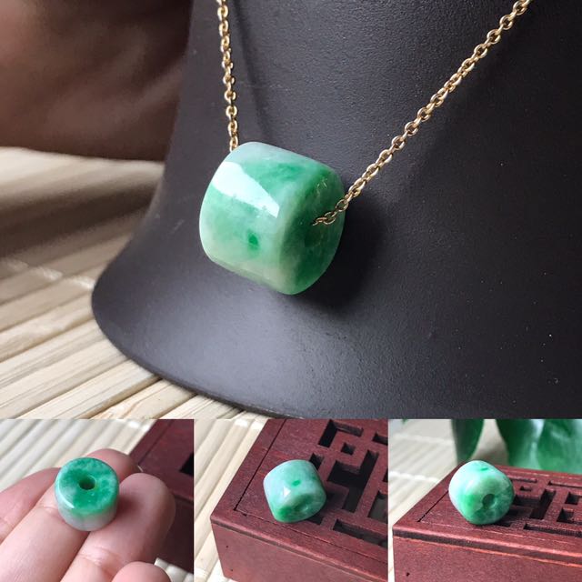 Jade top barrel pendant