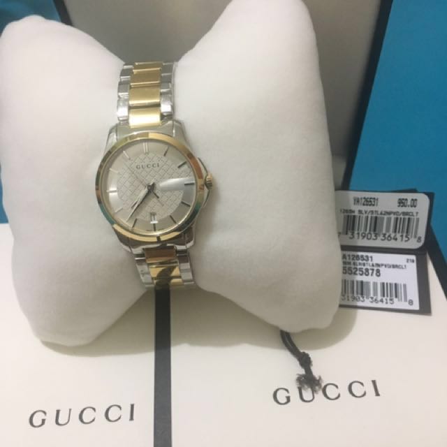 gucci timeless two tone watch