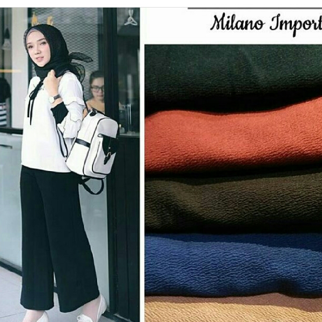 Kulot Milano Import Bahan Waffle Dan Kulot Brukat Olshop Fashion Olshop Wanita Di Carousell