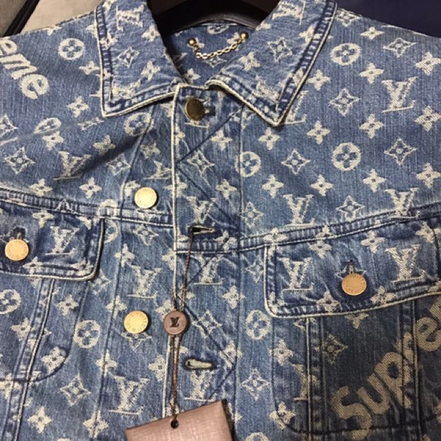 SUPREME X LV JACQUARD DENIM CHORE COAT BLUE, Women's Fashion, Coats,  Jackets and Outerwear on Carousell