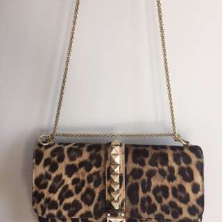 Valentino leopard gold chain bag