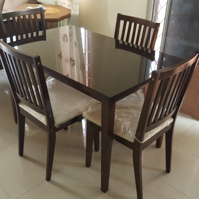 Glass top 4 seater dining sales table