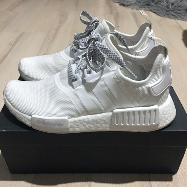NMD WHITE SHOES WITH WHITE STRAPS