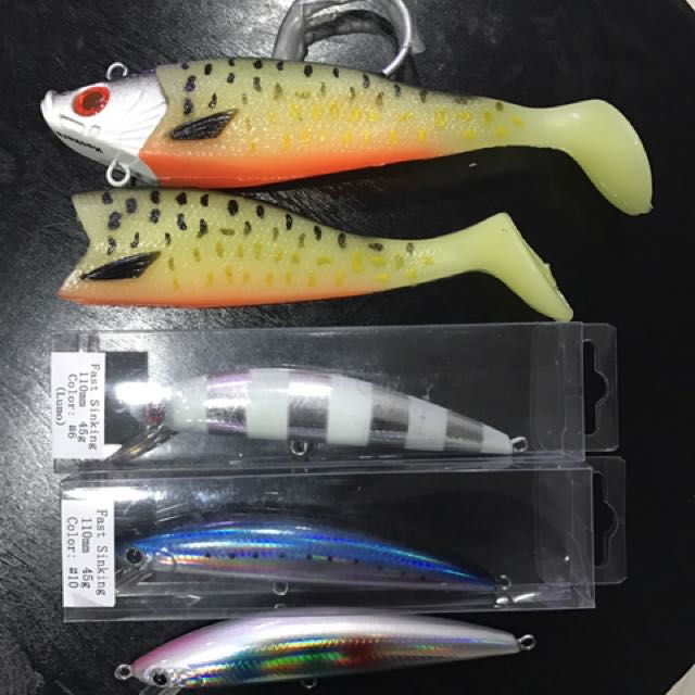 Big rubber lure & pintail or minnow, Sports Equipment, Fishing on