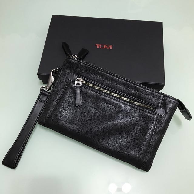 Tumi double shop zip clutch