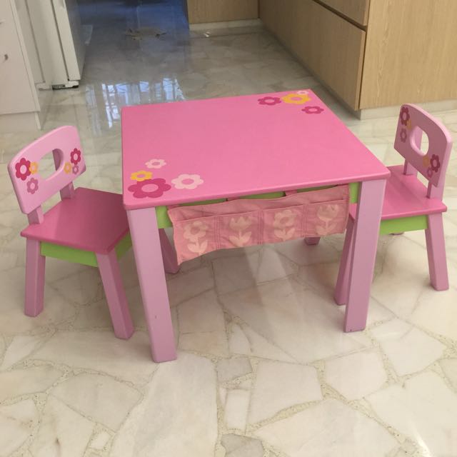 elc table and chairs pink