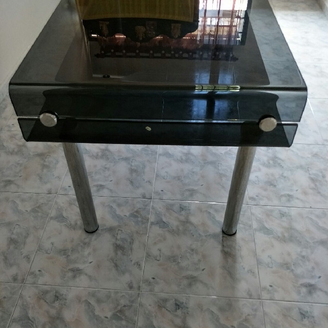 Glass dining table (No chairs), Furniture & Home Living, Furniture