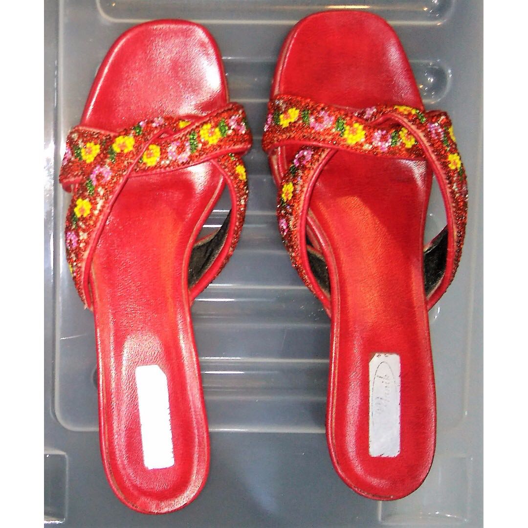 red women's slippers