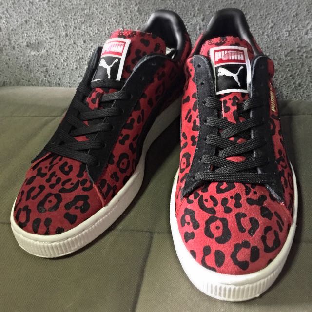 Puma Suede Red Leopard Print Shoes 