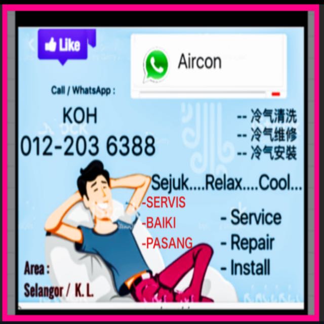Service Repair Install Aircond Pasang Servis Baiki Air Cond Tunjuk Banyak Lagi Peralatan Dapur Photo