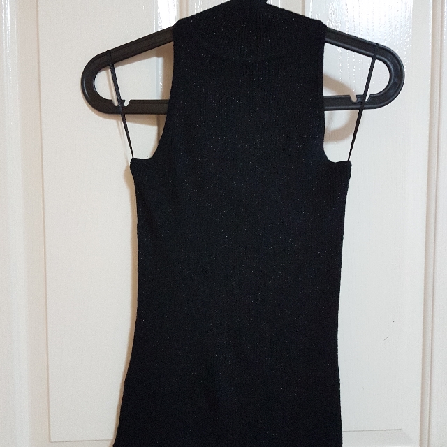 black glitter halter neck top