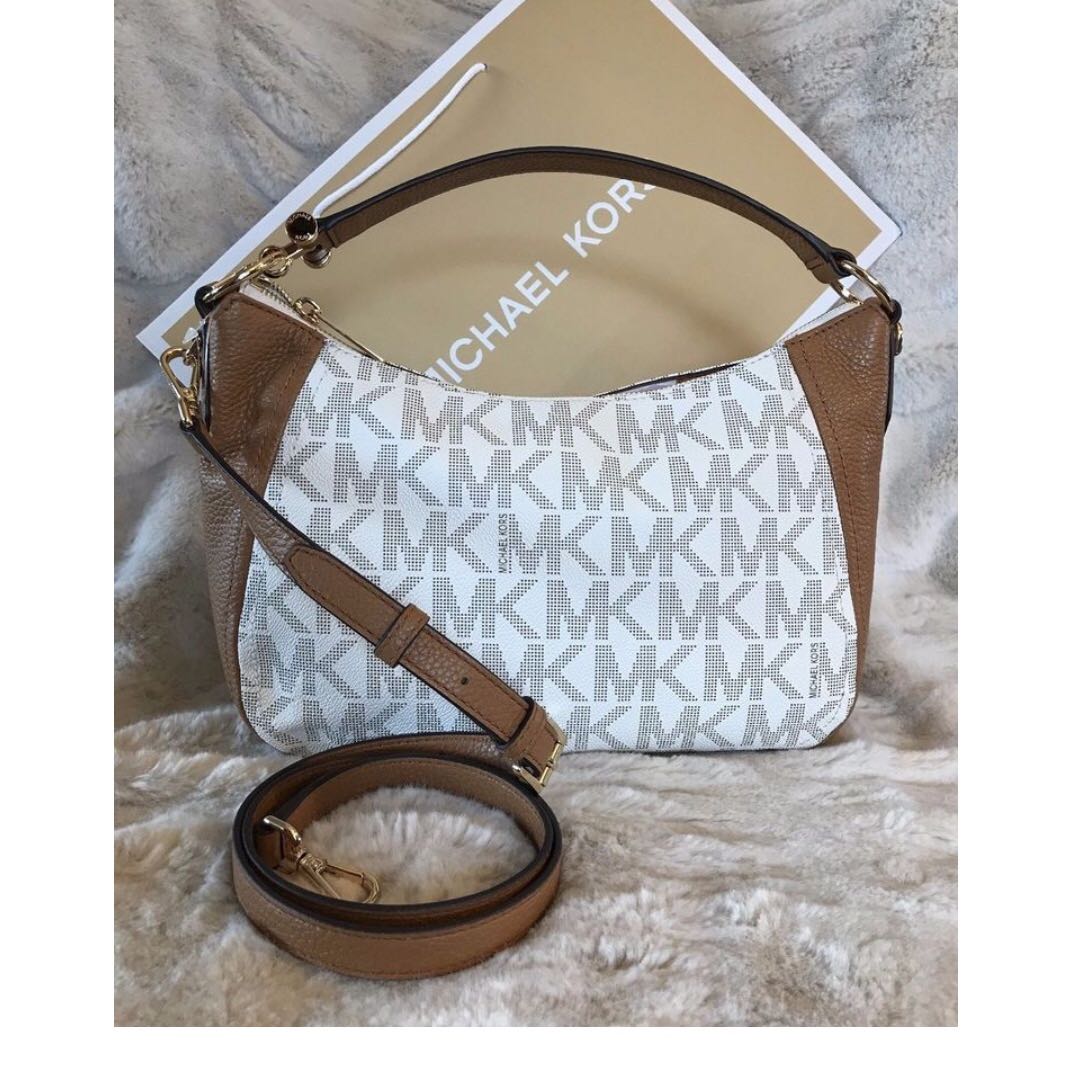 Fingerhut - Michael Kors Signature Dome Crossbody Bag – Vanilla/Acorn