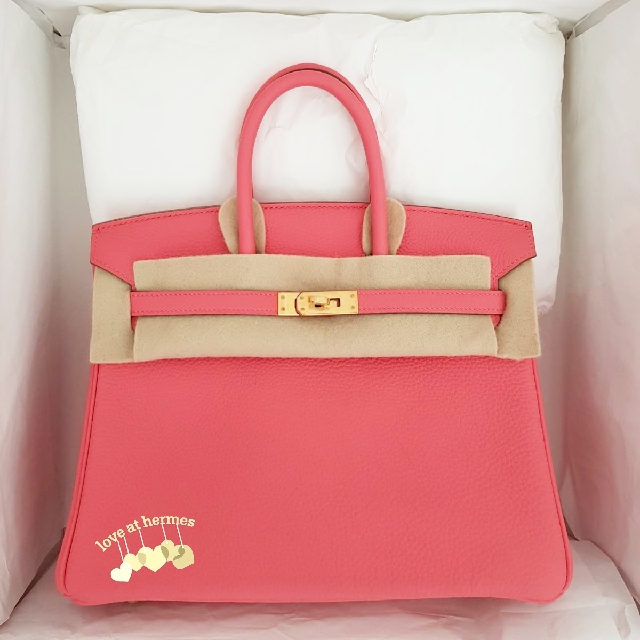 Hermes Rose Lipstick Togo Leather Gold Hardware Birkin 35 Bag Hermes