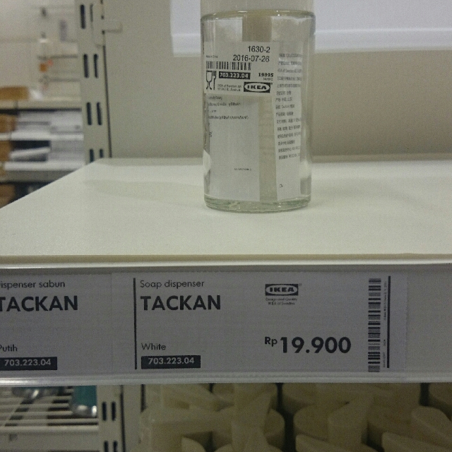 IKEA TACKAN Dispenser Sabun Bahan Kaca Bening 250ml, Kesehatan