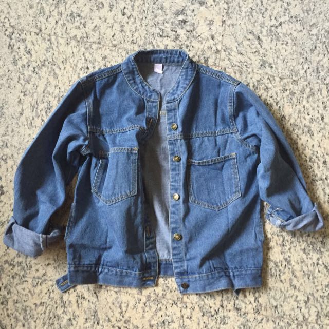 Chinese collar denim jacket sale