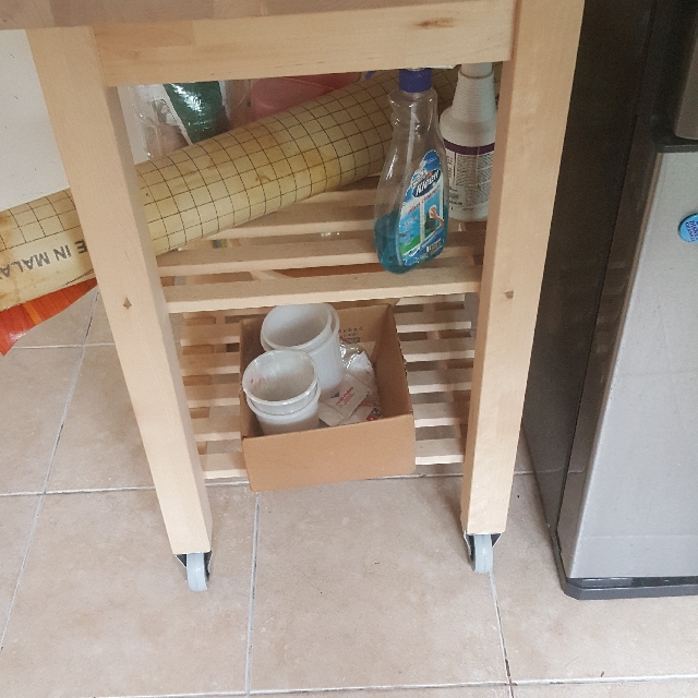 Ikea Bekvam Wood Kitchen Trolley / Movable Storage Wheels (Beige