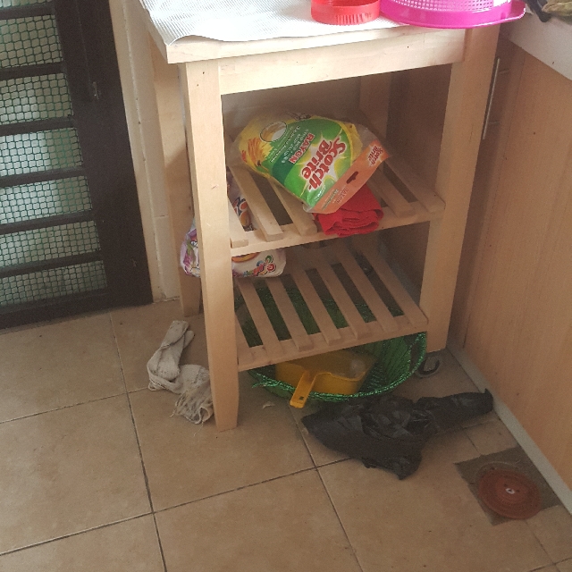 Ikea Bekvam Wood Kitchen Trolley / Movable Storage Wheels (Beige