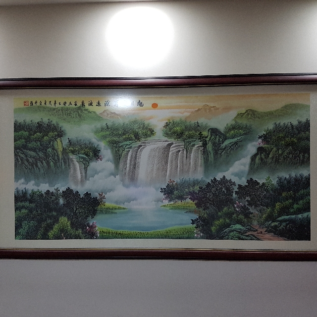 Lucky Feng Shui Painting with Mountain and waterfall, Design & Craft