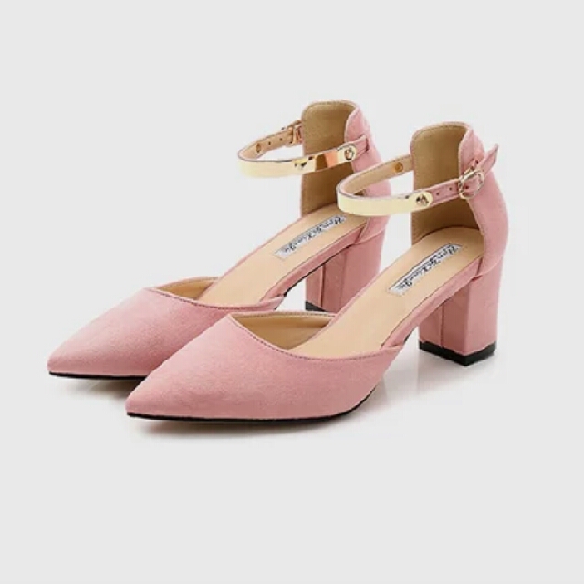 Pink velvet heels, Women's Fashion 
