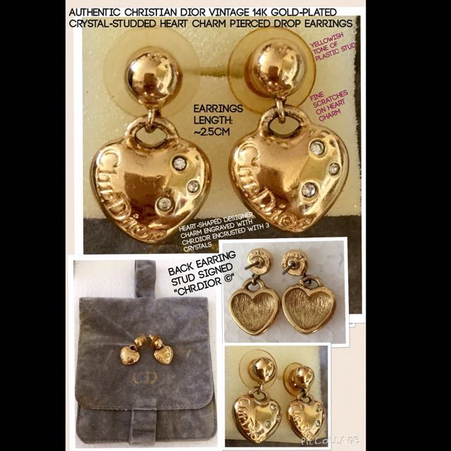 Christian dior 14k gold post earrings clearance