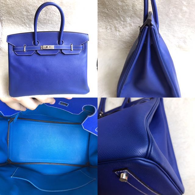 Hermes Birkin 35 Electric Blue, Luxury, Bags & Wallets on Carousell