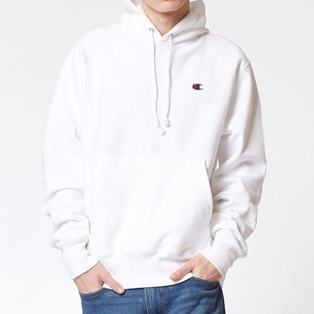 champion reverse weave pullover hoodie white