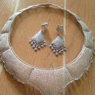 Set Of Filigree Necklace And Earrings