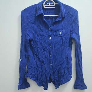 Dark Blue Crinkle Blouse