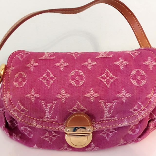 Louis Vuitton Pink Denim Monogram Denim Mini Pleaty Bag - Yoogi's Closet