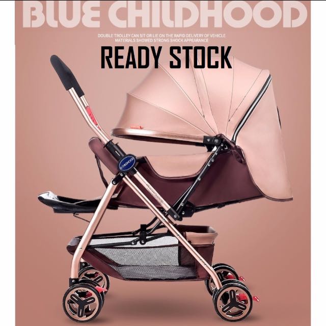 blue childhood stroller