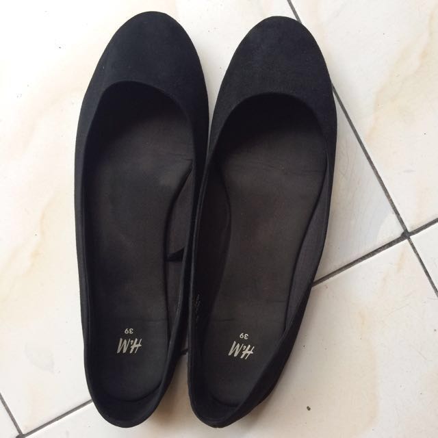 Flat shoes h\u0026m hitam polos size 39 