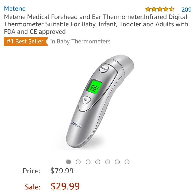 Metene Digital Forehead And Ear Thermometer,Suitable For Baby Toddler And Adult