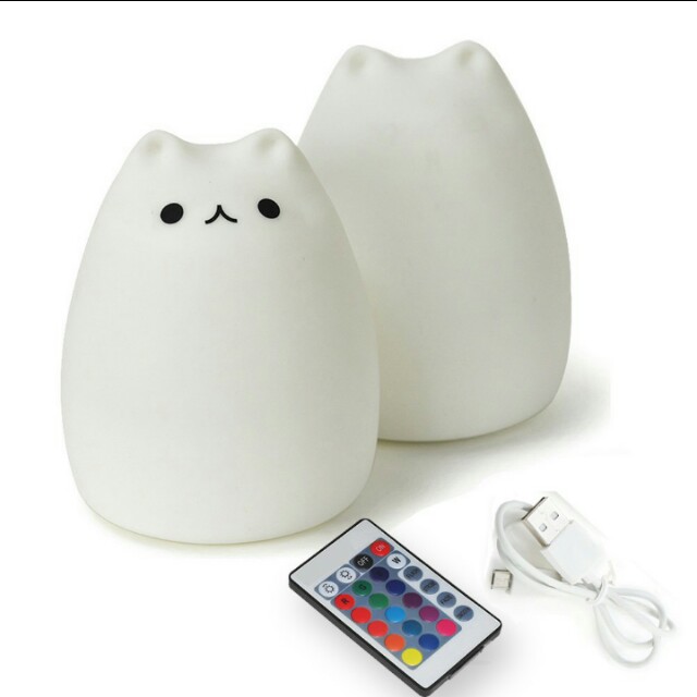 Cute Kitty Pusheen remote control color changing LED night light decor