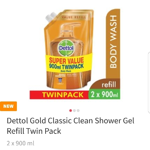 Dettol Gold Classic Clean Shower Gel Refill Twin Pack 900ml x2