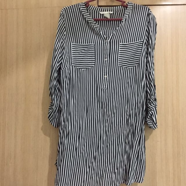 H M Vertical Stripes T Shirt Dress Women S Fashion Clothes Dresses Skirts On Carousell