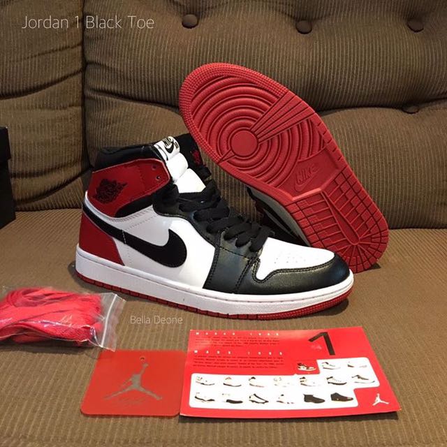 JORDAN 1 BLACK TOE (Category: Sneakers) located in Las Pinas. Submitted by graaalcava08002 (Listing ID 129107488, Image 2). Description: Jordan 1 Black Toe Size 42 to 46 Men free lace PROMO FREE ElLITE SOCKS FREE SHIPPING VIA LBC.
