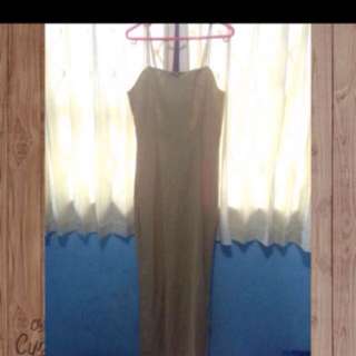 Dress gold gaun cantik