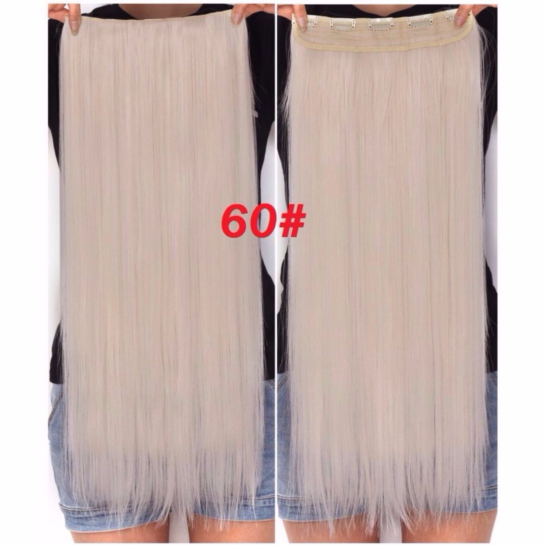 5clips Hair Extensions Straight White Blonde Womens Fashion