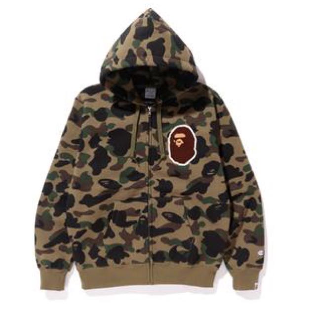 A BATHING APE X CHAMPION 1st CAMO PULLOVER HOODIE Men s Fashion Tops Sets Hoodies on Carousell
