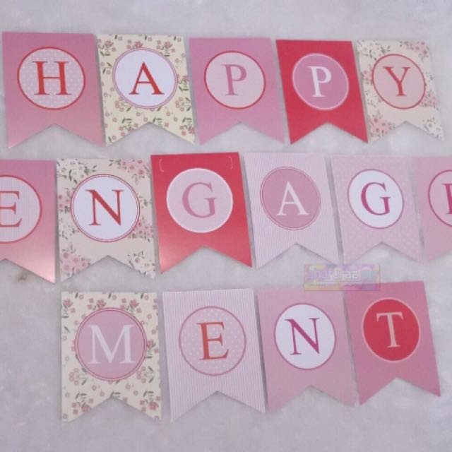 banner bunting flag happy engagement pink merah putih motif bunga barang yang dicari di carousell banner bunting flag happy engagement pink merah putih motif bunga barang yang dicari di carousell
